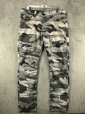 True Religion Moto Pants Camo Mens 34 Gray Camouflage Hybrid Geno Slim 34x34