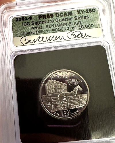 2001-S US Kentucky Proof Clad 25c ~ ICG PR69 DCAM ~ Artist Signature Limited Ed. - Picture 3 of 7