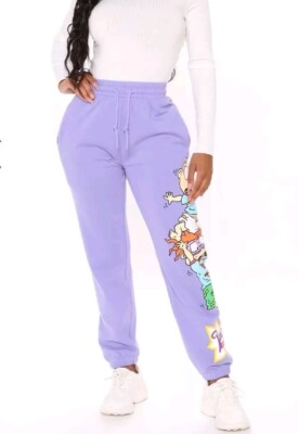 Nickelodeon Rugrats Sweatpants Jogger Lavender XL Loungewear Casual Comfort 
