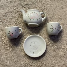 Vintage Miniature Porcelain Floral Tea Set Of 4 Assorted Pieces - Japan Doll Toy