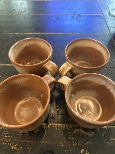 Frankoma Plainsman Brown 6C Coffee Cups Mugs 8 oz set of 4