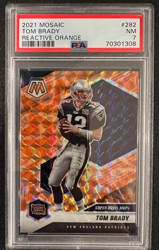 2021 MOSAIC REACTIVE ORANGE #282 TOM BRADY PSA 7 NM - ABSOLUTELY SCREWED BY PSA