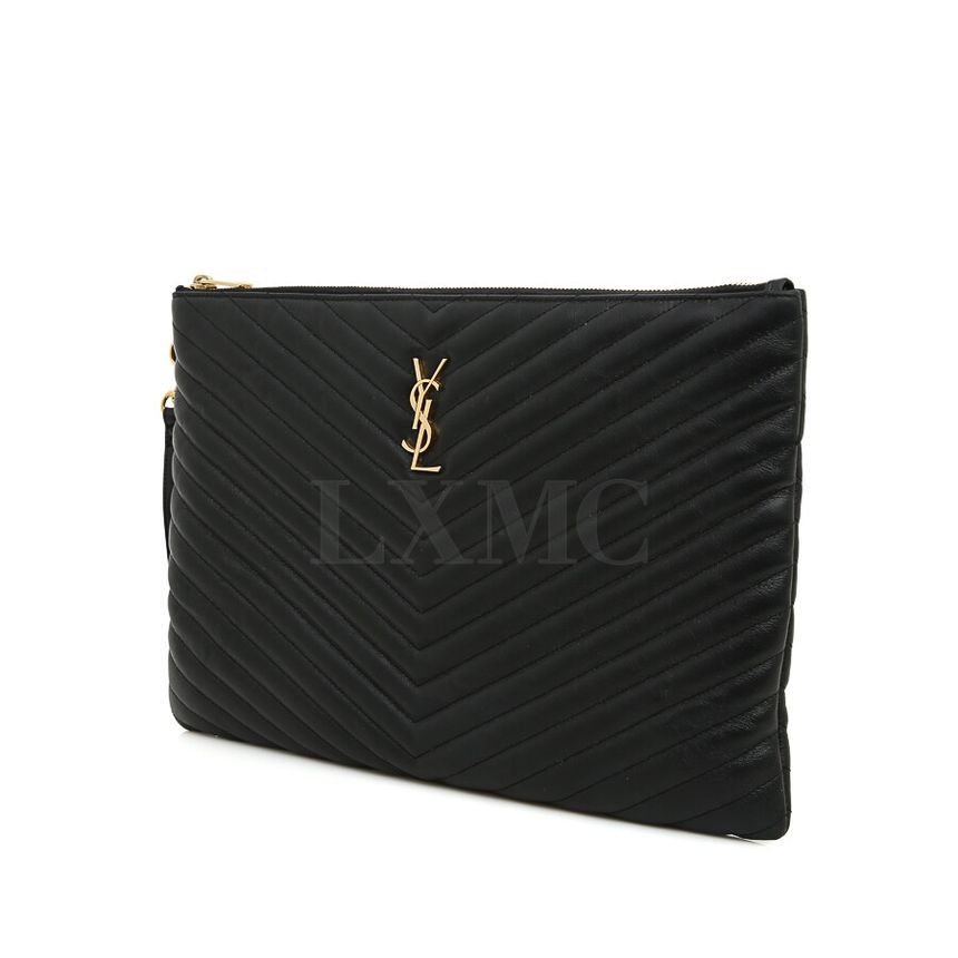 Pochette Saint Laurent Chevron trapuntata monogramma nera 440222 73423598