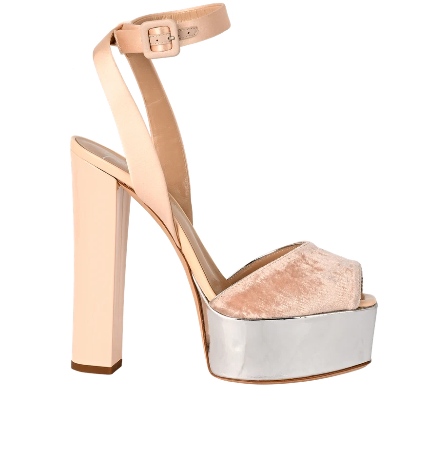 Giuseppe Zanotti Amelia Platform Sandals Pink Leather Satin Womens 5.5