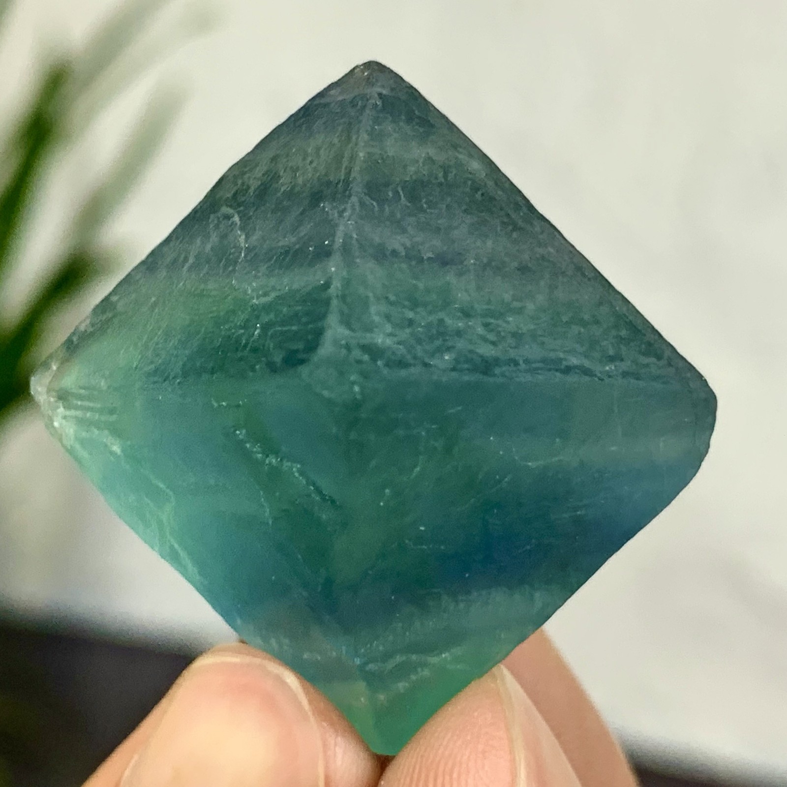 35G Natural blue green fluorite octahedron quartz crystal healing