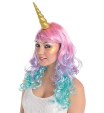 Glitter Unicorn Horn Headband Gold Fancy Dress Halloween Adult Costume Accessory