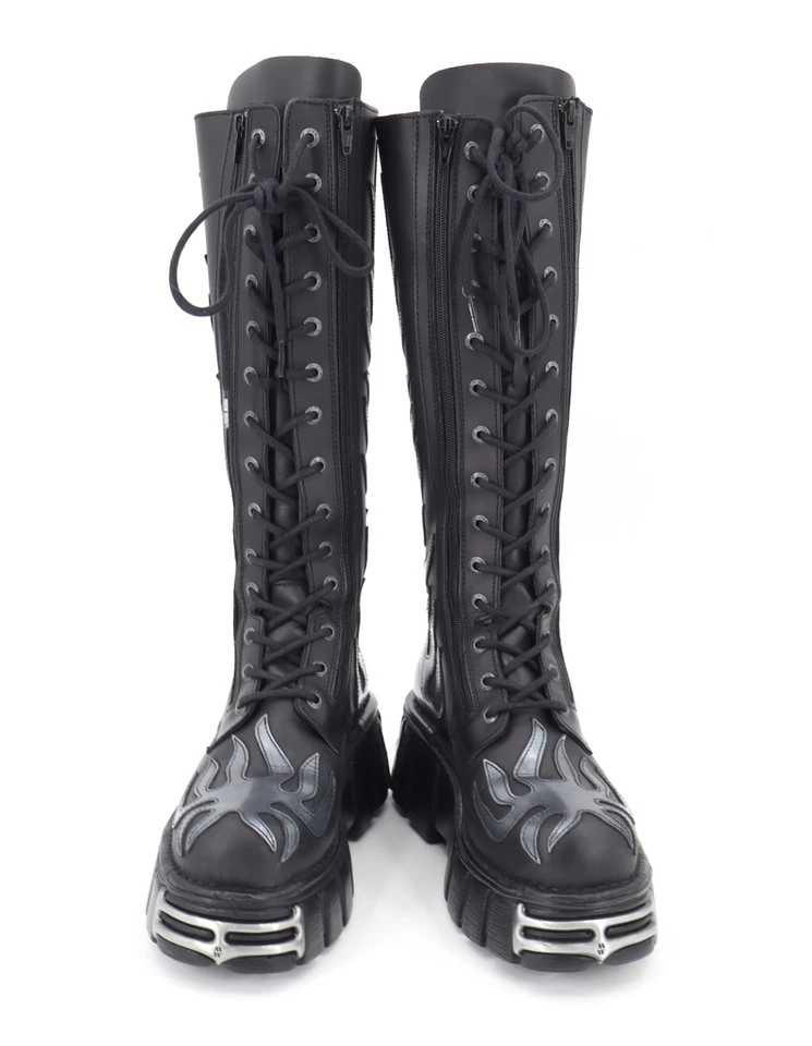 Nuevo Rock Crusted Negro M-350-C1 Acero Torre Colección Llamas Metálicas Talla 39 Foto 3 de 4