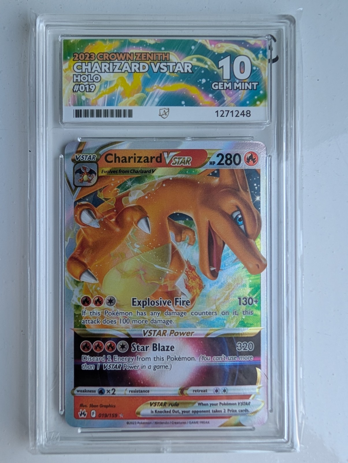GEM MINT 10 Charizard VSTAR 019/159 Crown Zenith 2023 Holo
