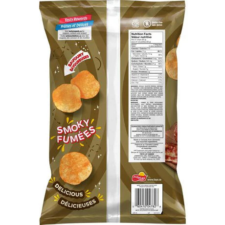 Lay's Smokey Bacon Potato Chips 235g/ 8.3oz, (2-Pack) {Imported from Canada} - Picture 4 of 5