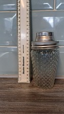 Vintage Seagram's Gin Cocktail Shaker Ribbed Glass Chrome Lid