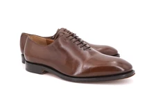 $850 | SALVATORE FERRAGAMO TRAMEZZA 9 EEE WHOLECUT OXFORD CARMELO BROWN