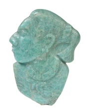 Navajo Turquoise Female Head Figure   Size .75" H x 4.5" H x 3.125" W