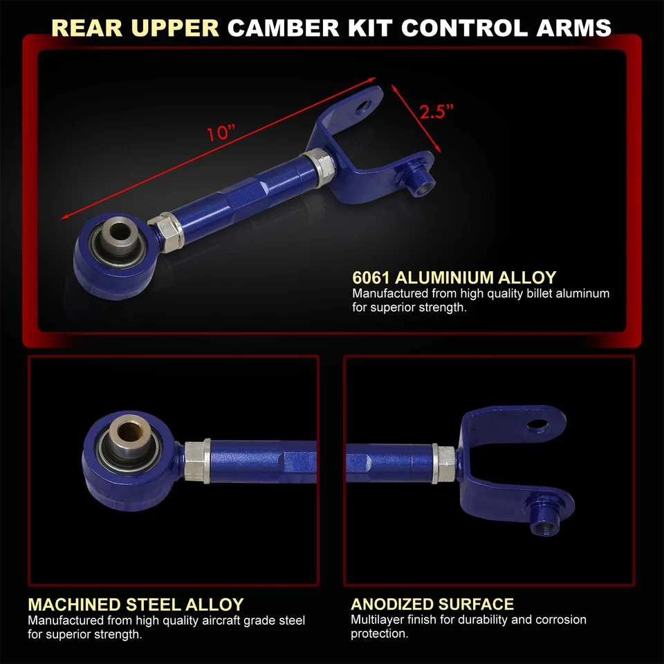 For 2016-2024 Miata ND1/2 MX5 Rear Adj. Toe Traction Control Arm Camber Kit Blue - Image 4 of 4