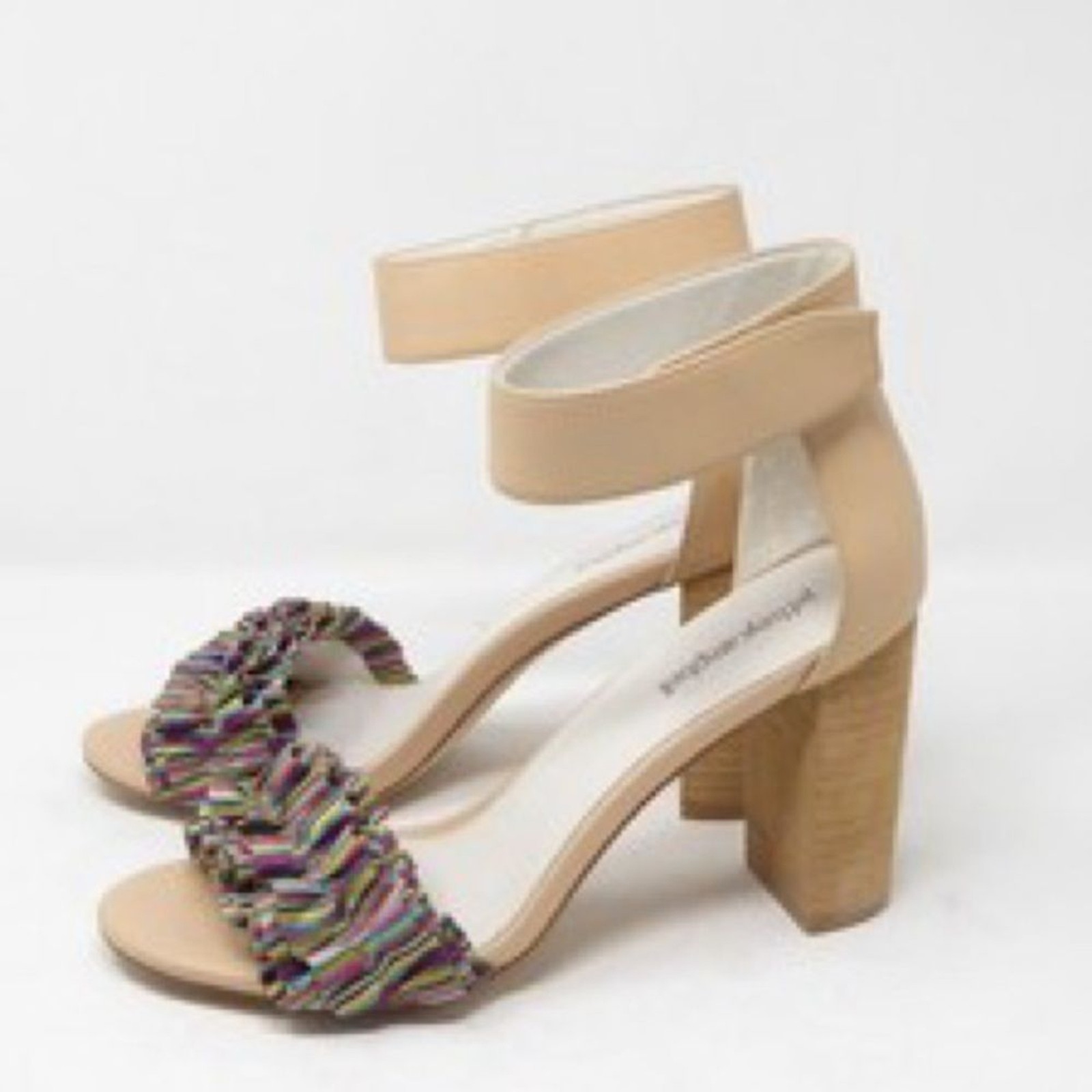 Jeffrey Campbell Lindsay Ruffle Block Heel Sandals Multicolor Size 9 NEW