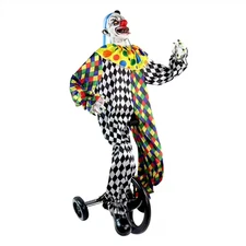 Haunted Hill Farm 6ft Clown on Tricycle Animatronic Voice Sound Sensor Halloween