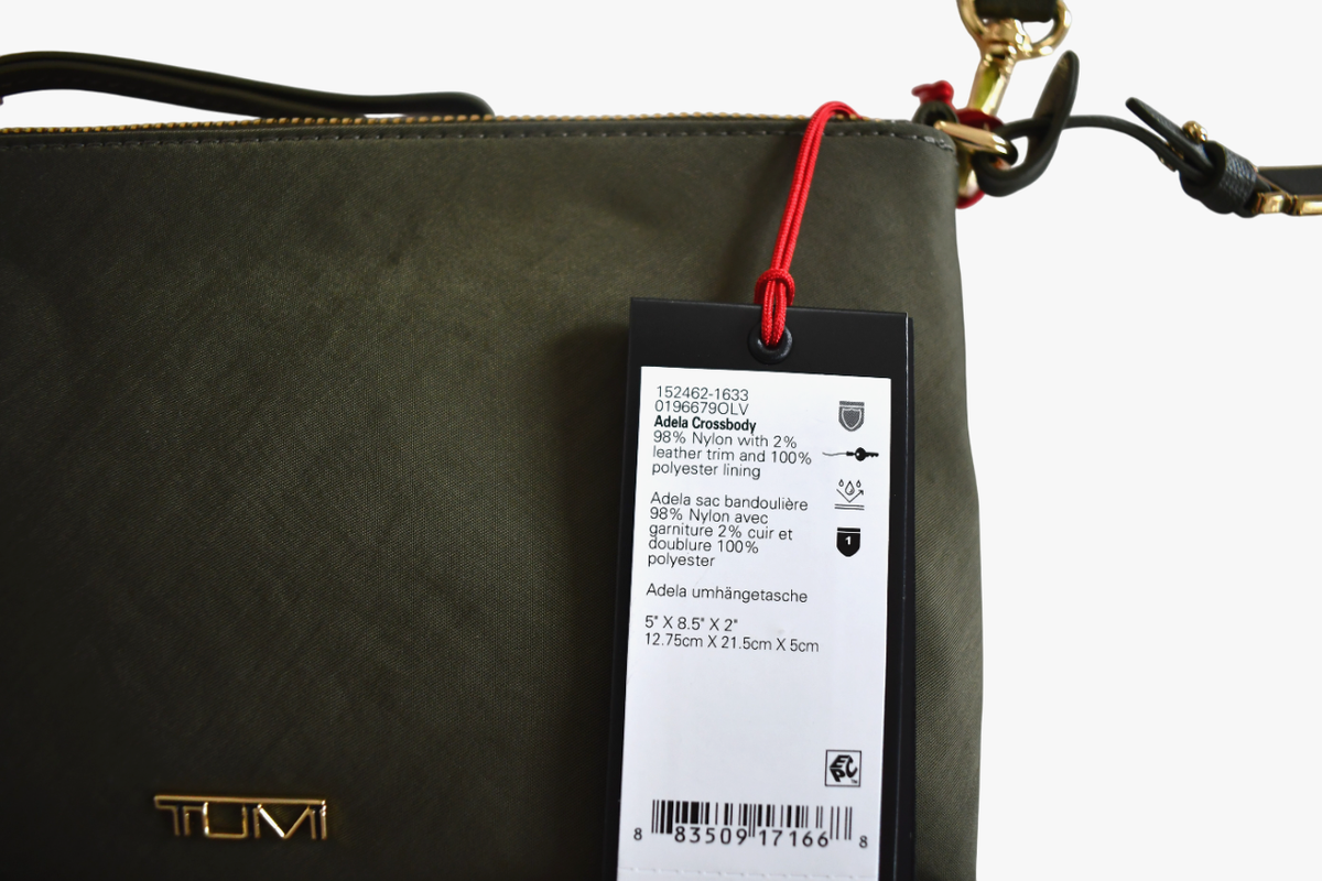 New TUMI Voyageur Olive Green Nylon ADELA 3-Compartment Small