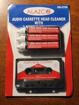 NEW ALAZCO Cassette Tape Head Cleaner Kit w/ 3 Bottles Solution GD-2705 Sealed