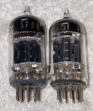 2 GE JG 5751WA 12AX7  Short Black Plates 3-Mica  TV7 Strong