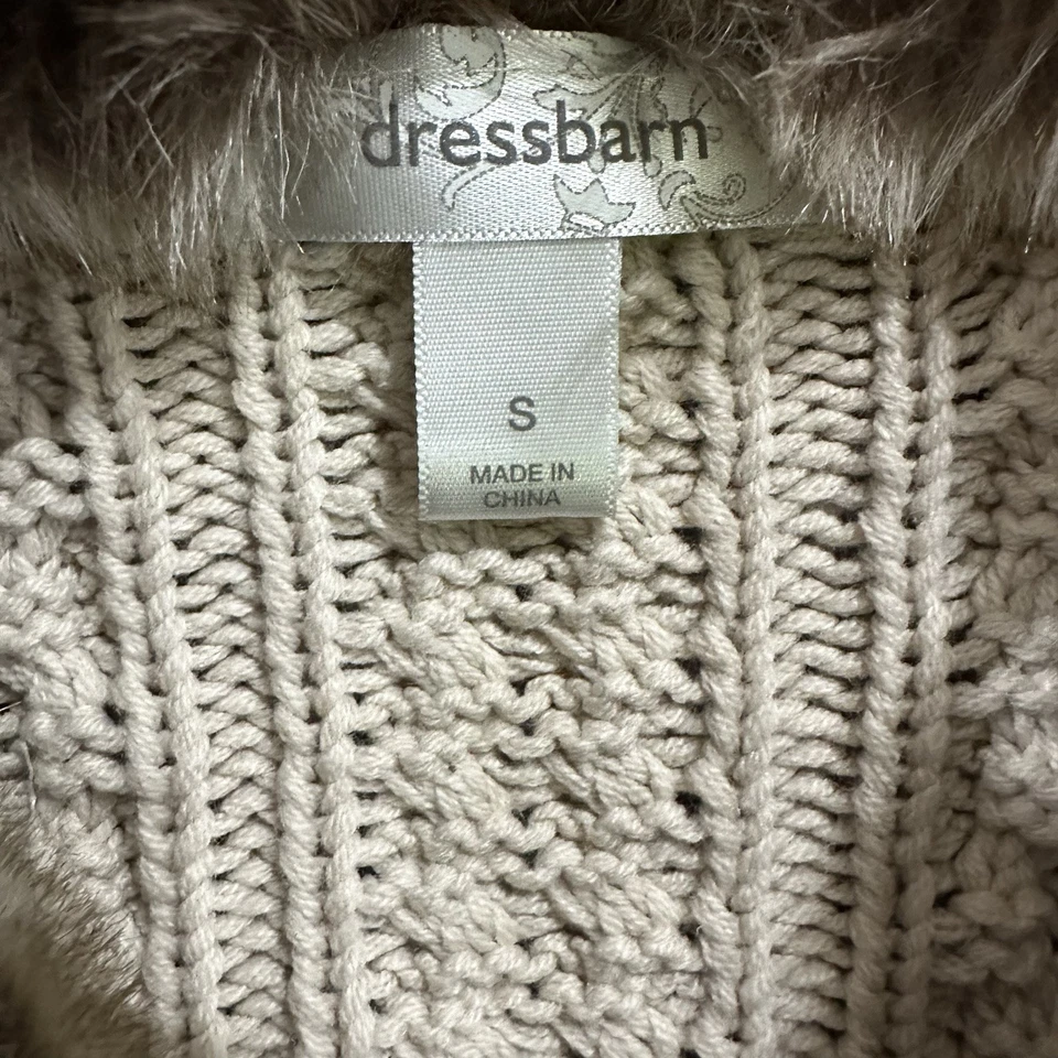 Suéter tejido Dressbarn lazo mujer pequeño beige imitación piel vintage Y2K Foto 2 de 4