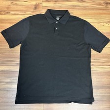 Saddlebred Black Polo Shirt Mens Large Easy Care Cotton Blend Short Sleeve