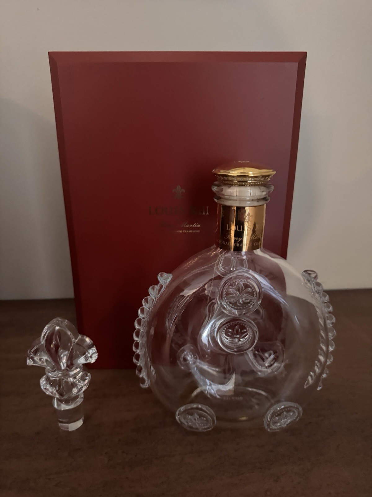 Empty Remy Martin Louis Xlll Bottle With Mirror case, 2 Tops, and Book