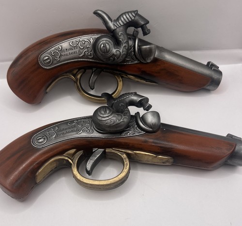 Deringer Gun Replica Polypropylene 9 Inches Rubber Plastic Toy Set Of 2 Vintage