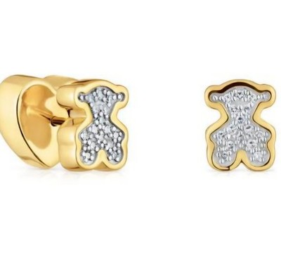    Last One EARRINGS STUDS TOUS S925 VERMEIL RINESTONE BEAR 