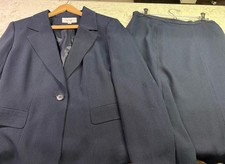 Le Suit Women s Blazer A-line Midi Skirt Set Sz 14 12 Navy Micro-patterned