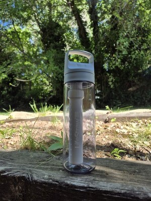 LifeStraw Go Portable Water Filter Bottle 0.65L Gray/Clear Carbon Filter 1000L