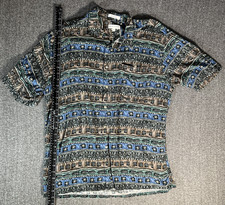 Vintage Pierre Cardin Mens Floral Short Sleeve Hawaiian Button-Up Shirt Large