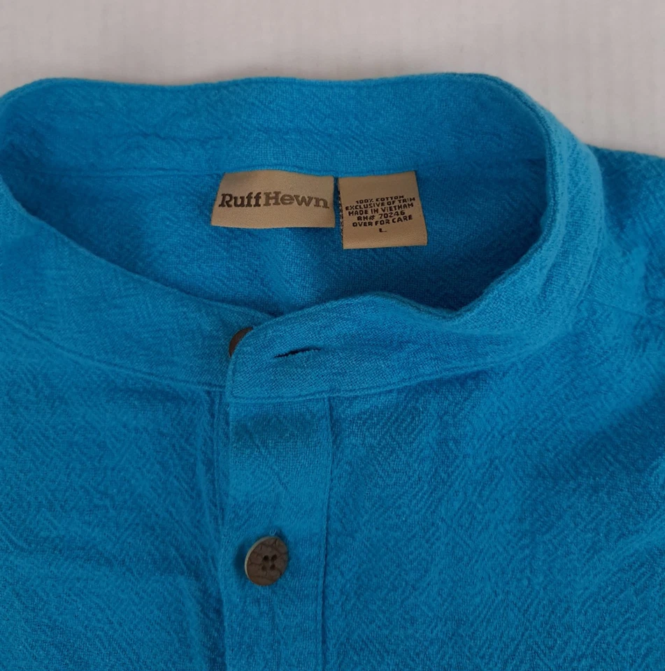 Camisa grande vintage tallada con volantes de algodón azul 1/4 botón nueva con etiquetas Foto 4 de 4