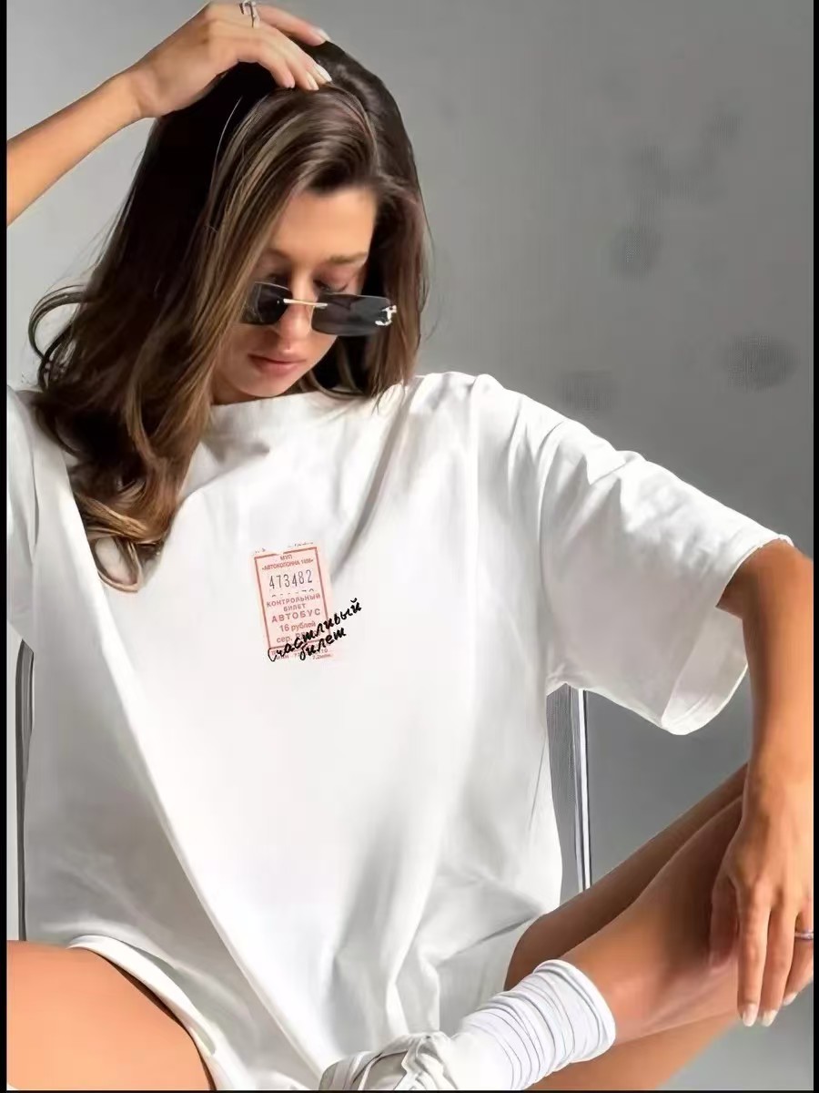 Women's short-sleeve T-shirt, lazy style fashion printed casual top, INS style image 9