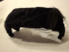 Vintage Ladies Black Velvet Skull Hat with Netting  Union Made  USA