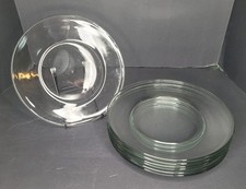 Vintage Clear Heavy Thick Glass Dinner Plates 10" Set Of 7 Round