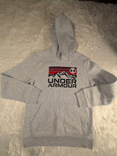 Boys Under Armour Gray Graphic Hoodie Youth Medium Excellent Condition