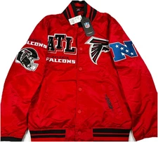 Pro Standard NFL Atlanta Falcons Jacket Mens Large Red Retro Classic Satin Heavy