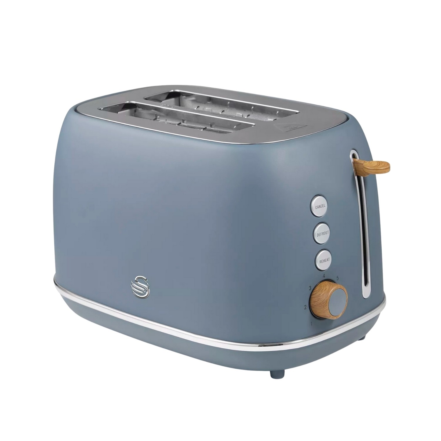 Swan ST19030GRY Fjord 2-Slice Toaster with 7 Browning Levels, Defrost/Reheat/Cancel, 800W, Grey & Wooden Accents | Size: A - Image 2