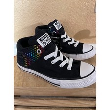 Converse Chuck Taylor All Star Mid Top Sneakers Black Polka Dot Junior Sz 2