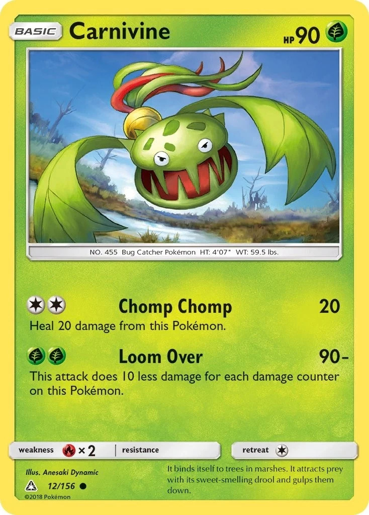 Pokemon CARNIVINE Sun & Moon Ultra Prism 12/156 NM/Mint PACK FRESH