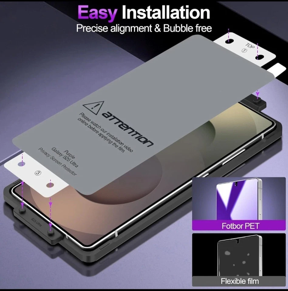 Paquete de 2 protectores de pantalla de privacidad ultra para Samsung Galaxy S25 [no de vidrio], geniales... Foto 3 de 4