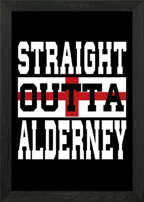 Alderney Flagge Spruch gerahmtes Wandbild Poster Leinwanddruck Bild