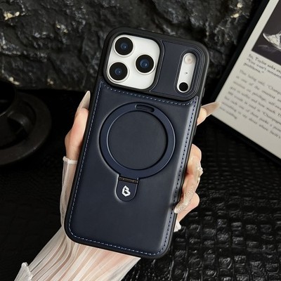For iPhone 17 Pro Max/Air/17 Pro/17 PU Leather Ring Stand Mag Safe