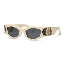 Philipp Plein SPP136M 5206K6 Shiny Beige/Dark Grey 52-20-135 Sunglasses New A...