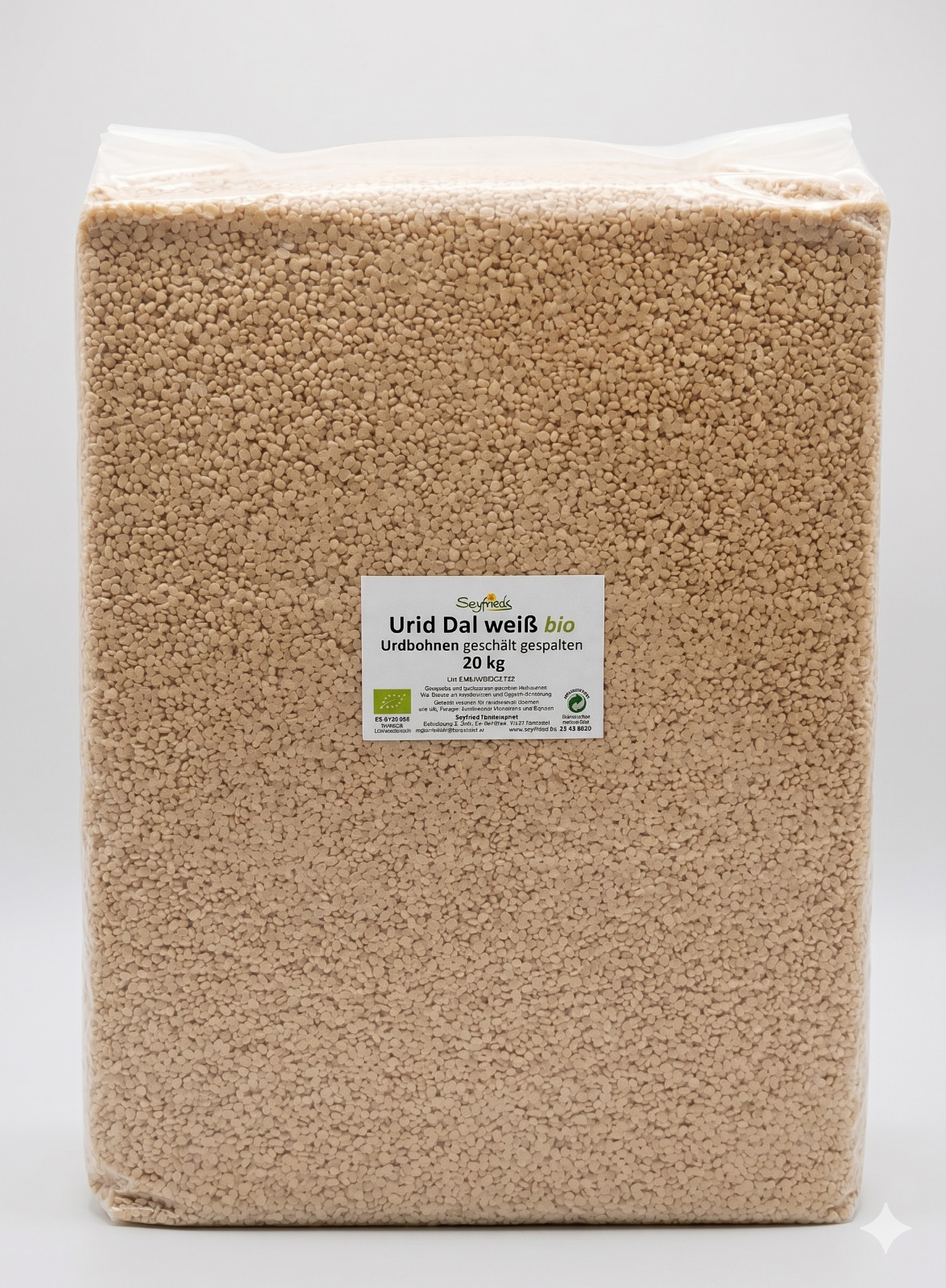 Seyfrieds Bio Urid Dal weiß - Urdbohnen geschält gespalten 20Kg (Vakuumverpackt)