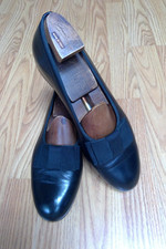 VINTAGE POLO RALPH LAUREN TUXEDO OPERA PUMP BOW BLACK LEATHER LOAFERS 8.5 D