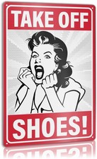 Vintage Thank You Take Off Please Remove Your Shoes Tin Metal Signs Home D cor