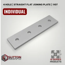 4 Hole Straight Flat Joining Plate Aluminum | 15 Series  Compatible  80/20 4305
