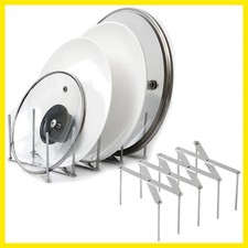 Adjustable Pot Lid Organizers, Dish Rack to Store Houseware, Plate Rack While...