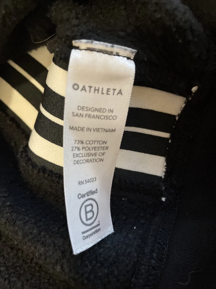 Sudadera para mujer Athleta negra talla XS rayas cuello redondo Foto 3 de 4