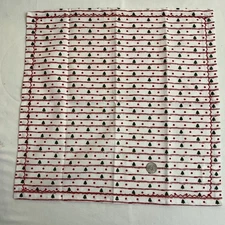 Mud Pie Christmas Cloth Napkin Set 4 White Red Stripe & Dot Tiny Green Trees NEW